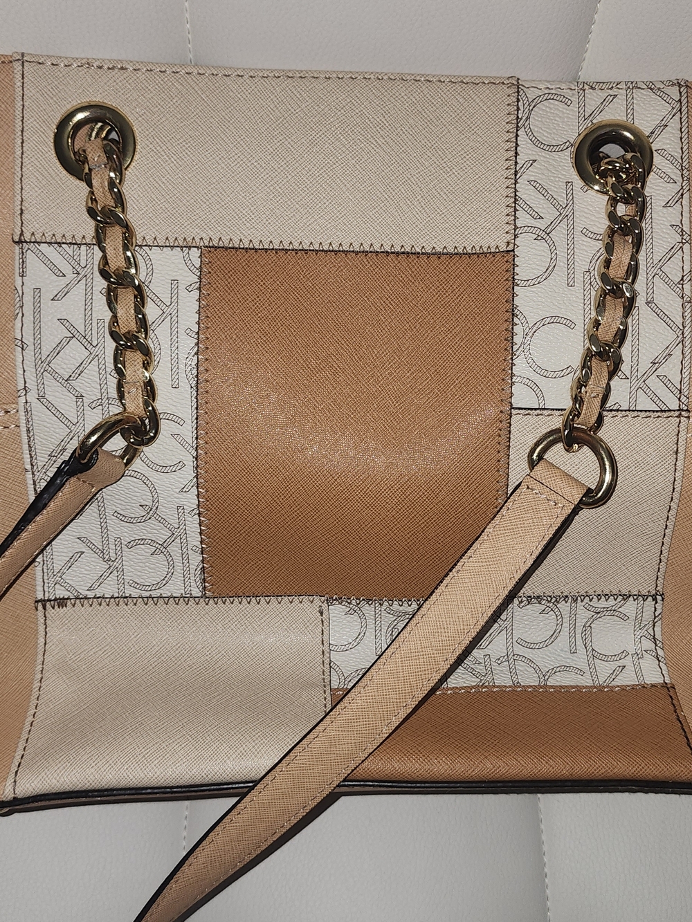 Calvin Klein Beige Patchwork Tote Bag - Picture 4 of 11